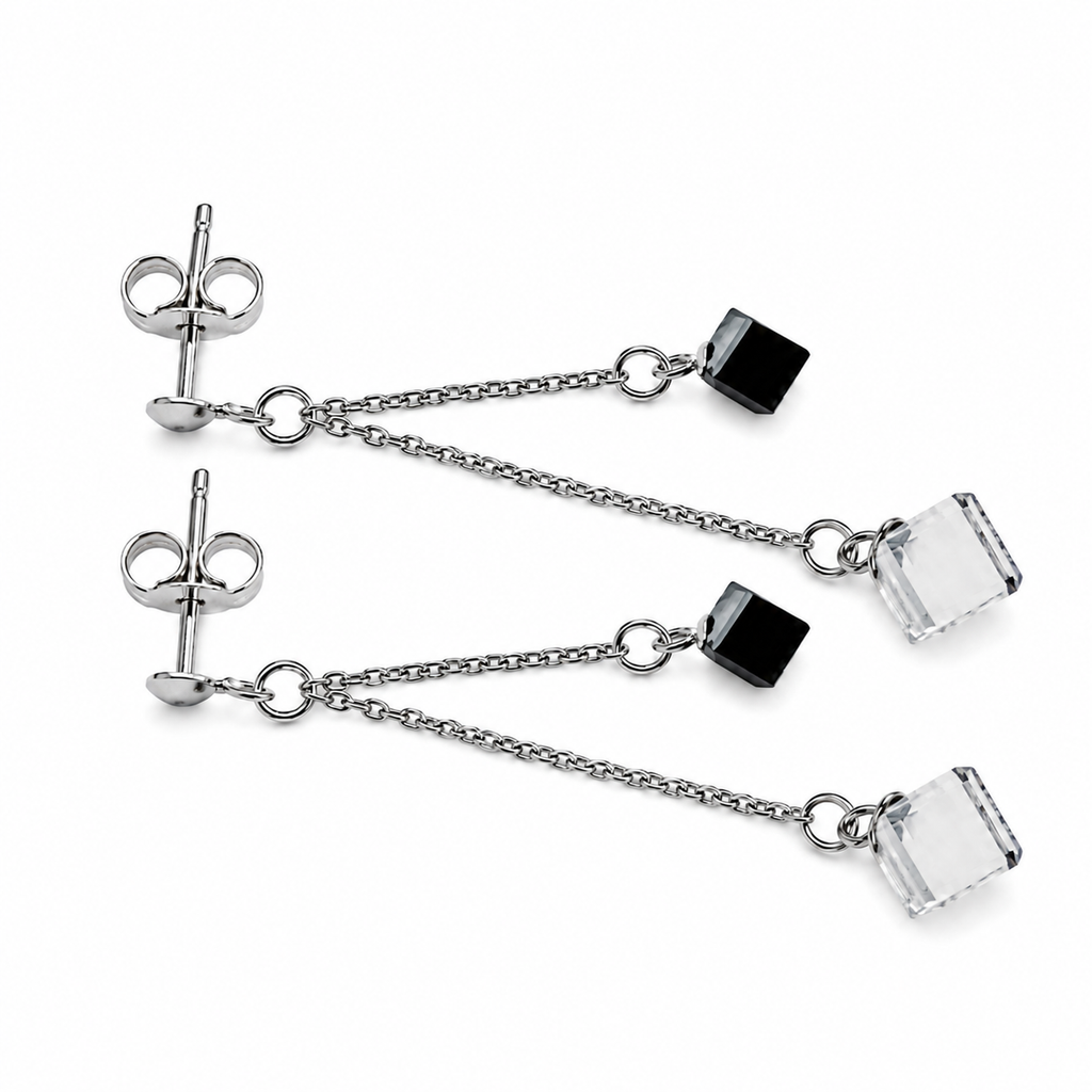W. Rosa Earr - Ag925 Rh/ Jet/Cr - foto principal de producto