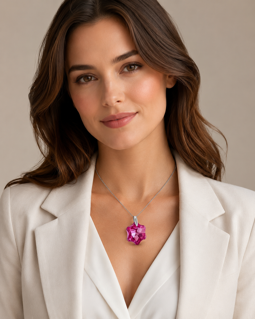 Rosetta Pend Ag 925 - Rh Fuchsia - imagen modelo 1
