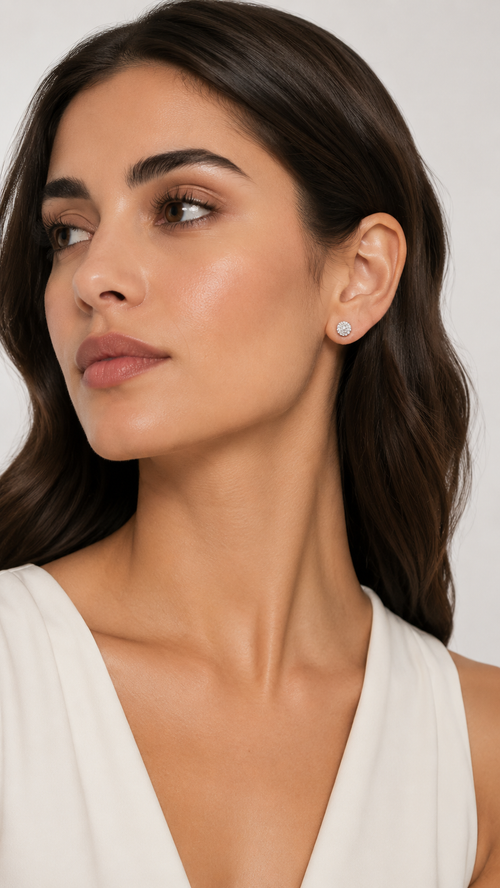 B. Ball Earr - Ag925 /Rh Crystal - imagen modelo 1