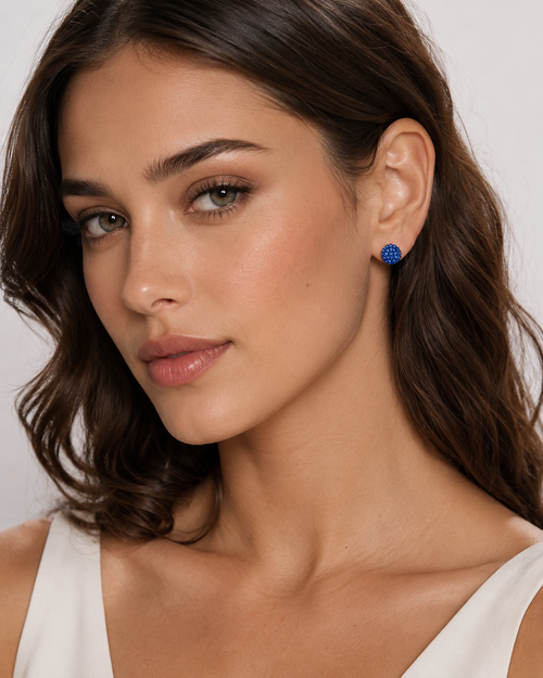 B. Ball Earr - Ag925 /Rh C Blue - imagen modelo 1