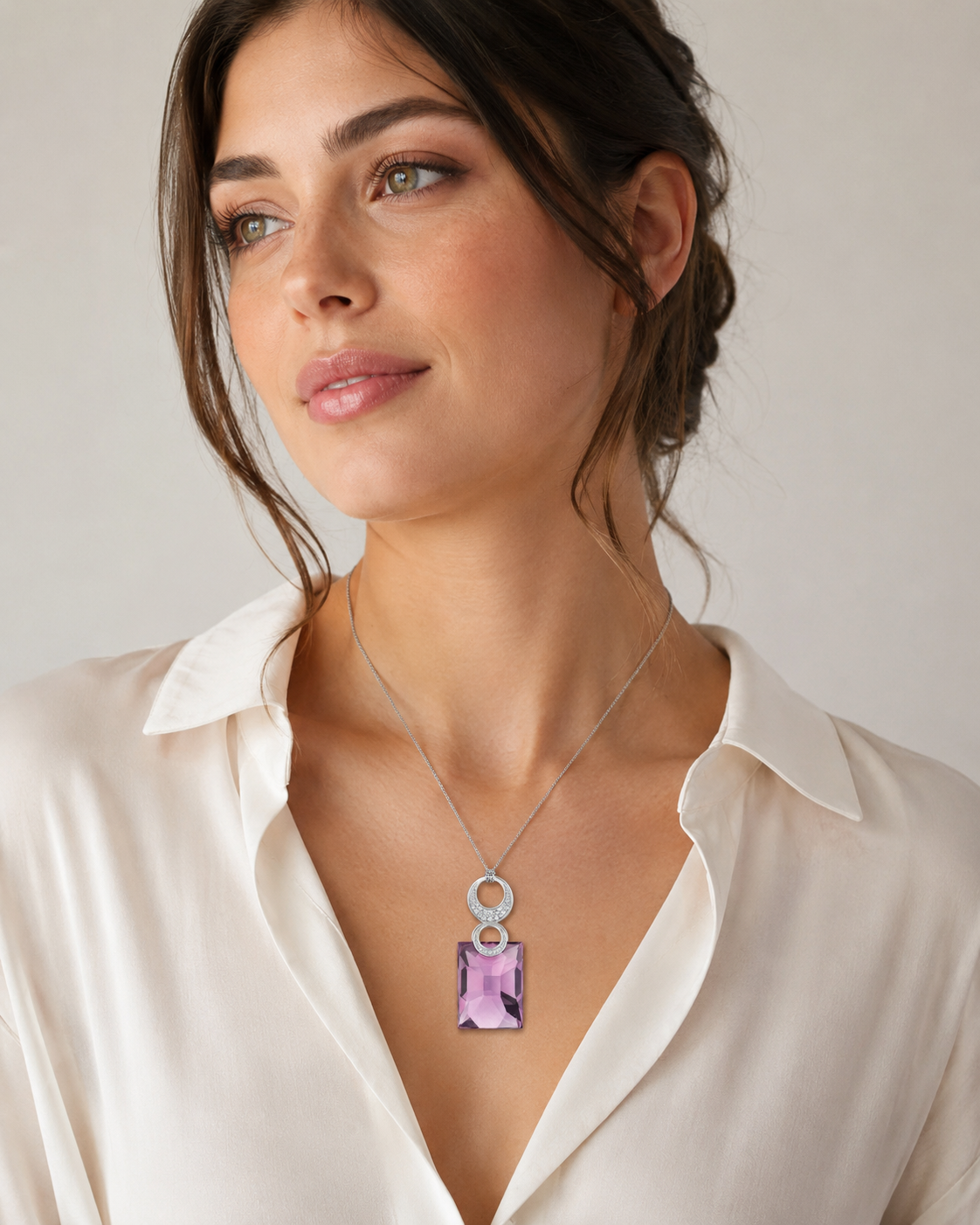 Fleur Pend - Ag925 Rh/It Am - imagen modelo 1