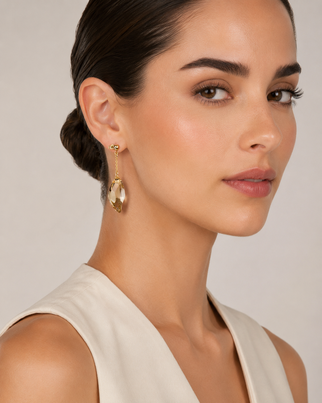 C Tear Earr - Ag 925 Rh Au B Fl - imagen modelo 1